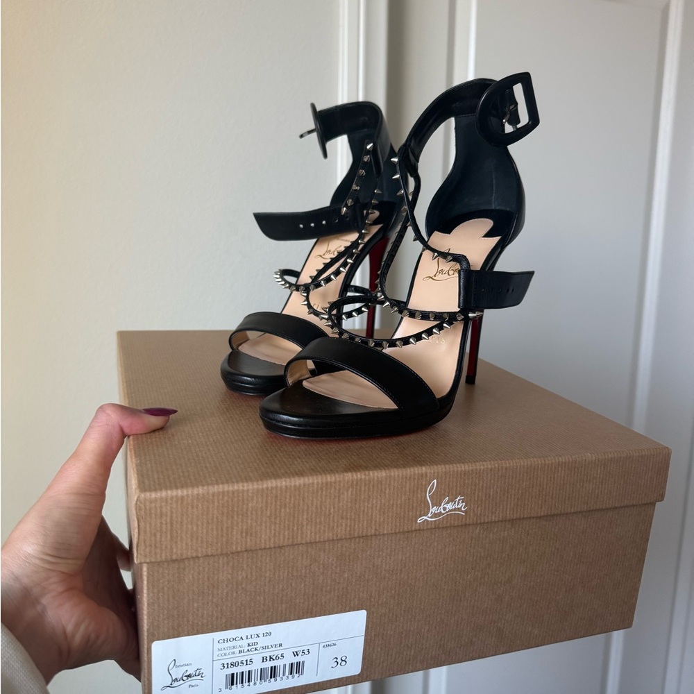 Christian Louboutin Black and Silver Studded Heels